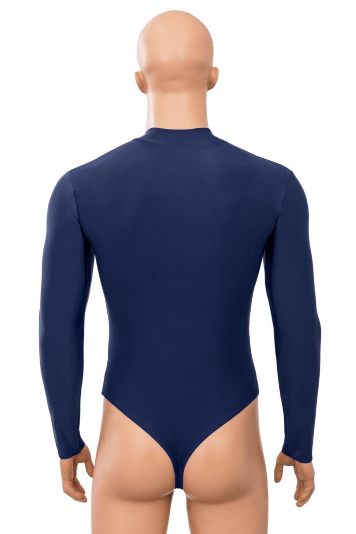 Herren Stringbody mit Kragen Frontreißverschluss lange Ärmel 80% Polyamid 20% Elasthan, matt, stretch