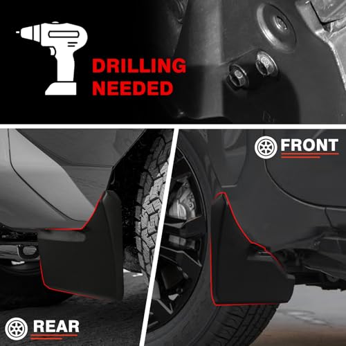 Image of Muslogy Mud Flaps Splash Guards Compatible with Toyota 4Runner 2025 2026 Accessories 6Gen 4Runner Front and Rear Mud Guards 4PCS Drilling Heavy Duty Fender Mudguards Kit with Hardware Accessories