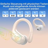 Aptkdoe In Ear Kopfhörer Kabellos Sport, Bluetooth 5.4 Kopfhörer mit ENC Mic, 75 Std Spielzeit, Anpassung über die App, Hi-Fi Stereo, IP7 Wasserdicht Ohrhörer mit Ohrhaken für Joggen/Gym, Kamel – Ansicht 8