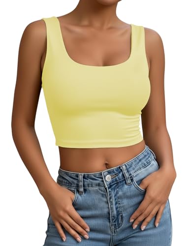 1 à 3 hauts courts femme dos nageur jaune XL, basique sport sans manches