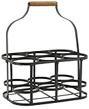 ➡️ Noir | AUBRY GASPARD Panier bouteilles en métal et bois 6 bouteilles