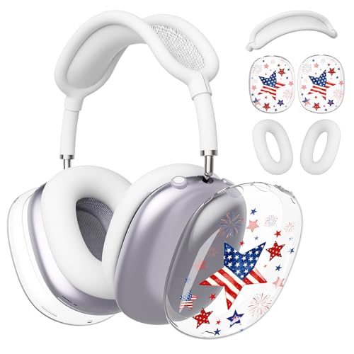 BlHMCASE �w�b�h�t�H���J�o�[ AirPods Max�p America Stars 7��4�� �������A���f�[ �N���A�C���[�J�b�v�J�o�[ �z���C�g�V���R���C���[�p�b�h�P�[�X �w�b�h�o���h�J�o�[ Apple AirPods Max 2/1(2026/2