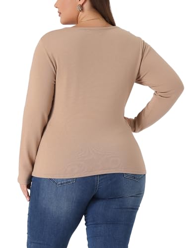 Image of Agnes Orinda Plus Size Knit Tops for Women Wrap V Neck Criss Cross Long Sleeve Asymmetrical Sweater
