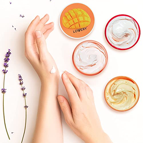 Whipped Body Butter Creams In Mango, Pink Grapefruit, Strawberry Scents, Ultra-Hydrating Shea Enriched With Jojoba Oil & Vitamin E, Natural Skin Moisturizer For Men & Women, Normal To Dry Skin, 3Pc #TOP6