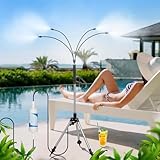 Standing Misters for Outside Patio with Filter - Adjustable Height 3.2-4.1FT Misting System Line 26.5FT Portable Water Misters for Cooling Outdoor with Tripod Base Stand Mister for Backyard Pool Party
