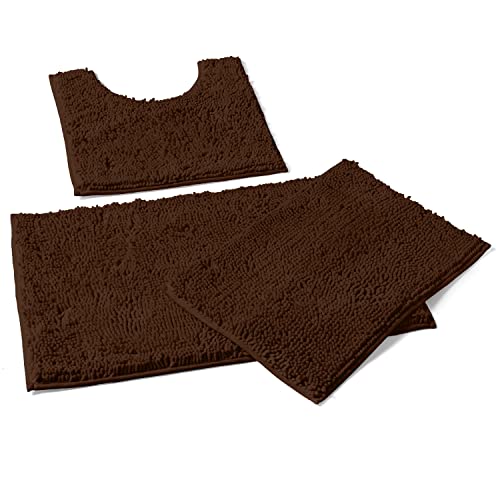 LuxUrux 3-Piece Bathroom Rug Set – Plush Chenille Bath Mats