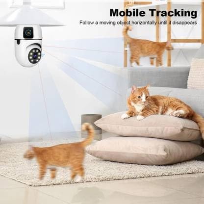 Image of 10MP (5+5MP) HD Bulb PTZ Indoor WiFi CCTV Security Camera with Dual Lens, Color Night Vision, Motion Tracking, Two-Way Audio & 128GB SD Card Support | 360 Pan Tilt Bulb Camera