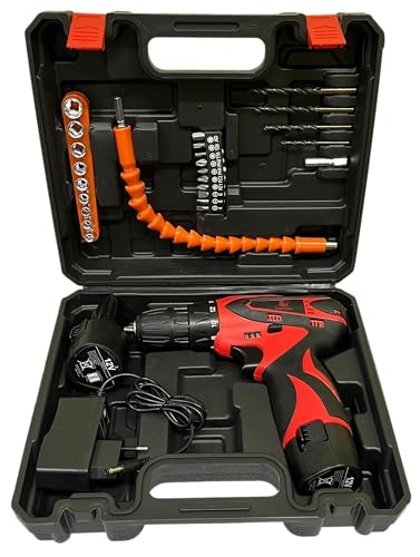 Image of Inditrust Dumdaar 12V Cordless Drill Screwdriver Tool Kit (25PCS) | 1350 RPM Two-Speed Power Drill | 10mm Keyless Chuck | Multi-Torque Clutch | Reversible Switch | Includes 2 x 1.5Ah Power Packs