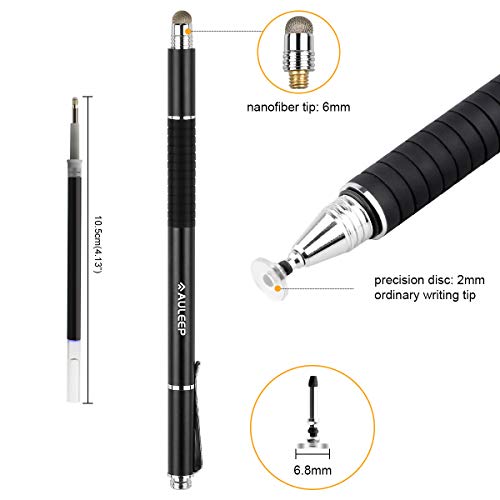 image for AULEEP 3 in 1 Capacitive Stylus Pens for Touch Screen, 2 Pack with 4 R