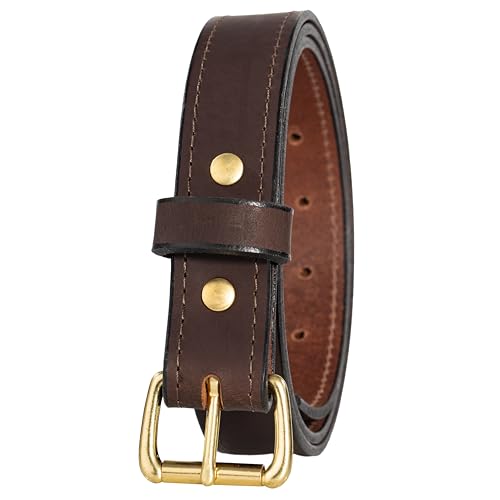 I Am A Real American USA Made Full Grain 1.5" Water Buffalo Brown Leather Sewn Belt, Custom Buckle