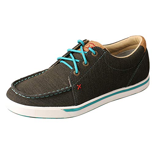 Twisted X Women's Kicks, Moc Toe, Charcoal & Turquoise, 8 M