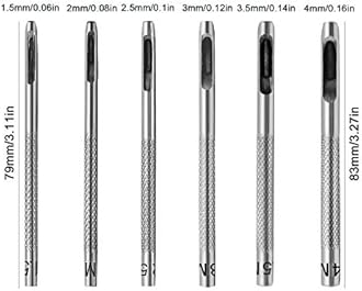 QUIUMES Leather Stitching Tool - 6pcs Punch Set (1.5mm-4mm) for Leather, Fabric, Canvas, Paper, Plastics