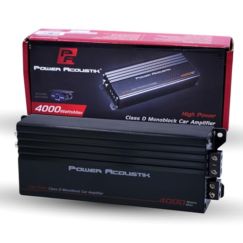 Power Acoustik Class D Monoblock Amplifier – 4000 Watt Class D Monoblock Amp | Compact Car Amp for Subwoofers | High-Power Mono Amplifier Car Audio | Ultra-Small for Car Mono Systems