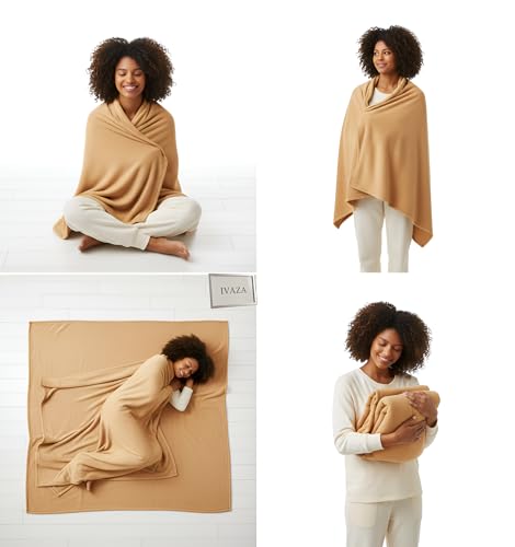 Image of IVAZA Solid Fleece Bed Blanket Double Bed 480 GSM Lightweight Winter Blanket for Home & Travel | Warm & Cozy Microfiber Blanket for Adults & Kids | Breathable & Durable Gold