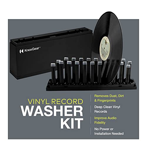 Knox Gear Record Cleaner Kit - Vinyl Record Cleaning Kit To Reduce Static & Skips - Vinyl Cleaning Kit To Clean Dust And Fingerprints - Includes Vinyl Record Cleaner Fluid, 2X Disc Spin Record Brush #TOP2