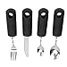 Weighted Silverware Set for Hand Tremor, Spoon Fork Knife Adaptive Utensil Set with Black Handle for Arthritic Hands