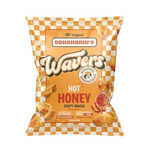 Image of WAVERS by Doughbrik's Snacks, Hot Honey Flavor 0.5 oz Bags, Crispy Crunchy Texture Perfect Anytime Snack Made in the USA (48-Pack)