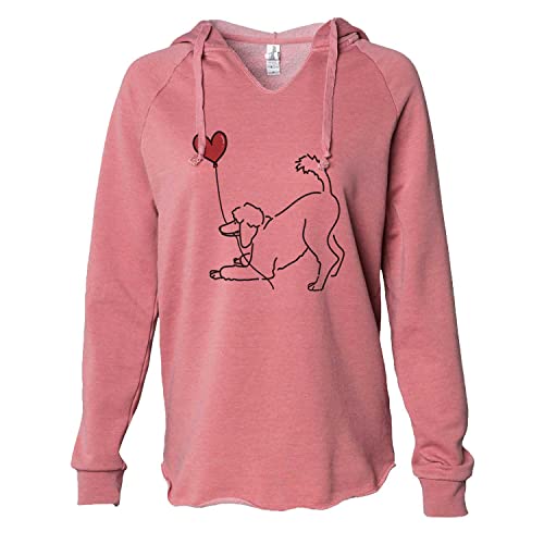 Inkopious Poodle Heart String - Womens Cali Wave Hooded Sweatshirt - Dusty Rose Large