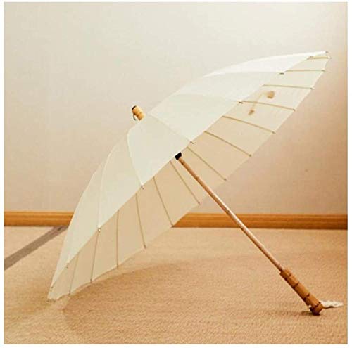 ZJJJD Belle Simple Pratique Parapluie Et Coupe-Vent Qui Est Flexible Et Durable Parasol Parapluie Long Droit 24 Os Blanc