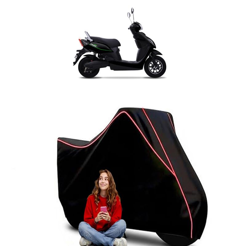 Image of Etronce Neo Electric Scooty Bike Cover Water Resistant Outdoor Use Universal Fit Scooters Motorcycles Heavy Duty UV Protection Dust Rain Scratch Resistant Elastic Bottom Black Blue Piping