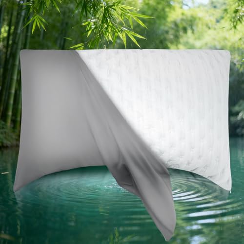 Cooling Crescent Pillowcase for Side Sleepers, Breathable Cool Zippered Pillow Cover for Hot Sleepers, Soft Silky Gentle on Hair & Skin, Queen 20x30, Grey, 1-Pack,Stocking Stuffers Gifts for Women