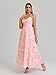 HTZMO Women Casual Summer Floral Maxi Sundress V Neck Spaghetti Strap Bow Tie Backless Flowy Boho Beach Long Dress 2025 Pink Floral XS