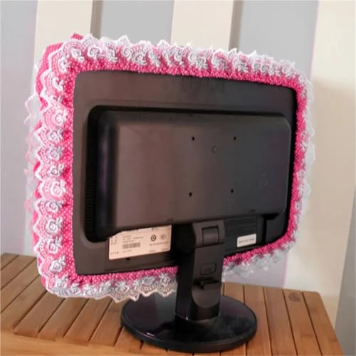 Decoración de hogar para monitor con encaje morado de 23 a 26 pulgadas y lazo decorativo 4