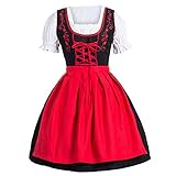 Großen Größen Dirndl für mollige Damen Oktoberfest Trachtenkleid Halloween Cosplay Minikleid Eckigem Kragen Dirndlkleid Puffärmeln Dirndlbluse Dirndlschürze Festkleid Mittelalterliches Karnevalskleid