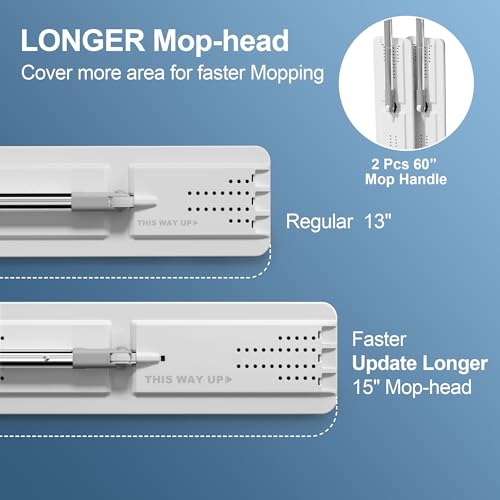 Image of JOYMOOP Mop and Bucket Set for Floor and Wall Cleaning, Commercial and Household Use, Flat Mop System with 60 inch Dual Mops + 8 Pads