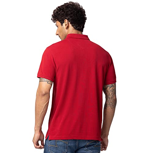 Image of Spykar Polo Collar Half Sleeves Cotton Blend Slim Fit T-Shirt for Men