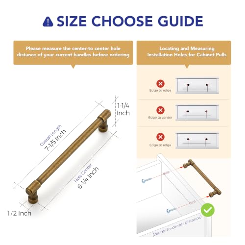 Image of Ravinte Antique Brass Kitchen Pulls Cabinet Handles 6-1 /4 Inch 10 Pack