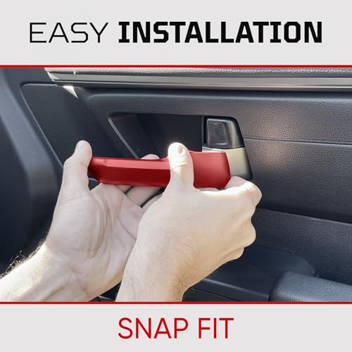 Image of AJT DESIGN Door Handle Covers Compatible with Toyota Tundra (2022+), Tacoma (2024+) & 4Runner (2025+) | Interior Accessories | High Strength ABS Plastic | Made in USA | 4 Piece Set - Red