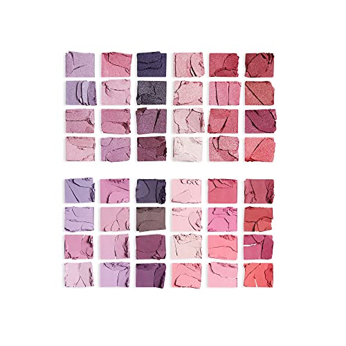 Makeup Revolution Color Book Eyeshadow Palette, 24 Shimmer Hues & 24 Matte Shades, Cruelty-Free, Pink & Mauve Tones, 0.96 Oz #TOP2