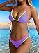 TASHEHE Women's Colorful String Bikini Set Sexy Triangle Two Piece Neon Bikini Swimsuit Color Block Halter Bathing Suit - 424 / Light Purple - Large
