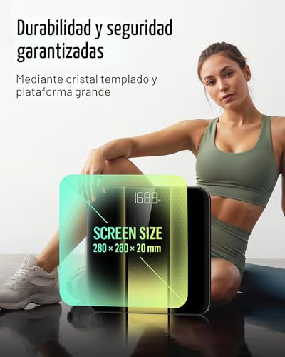 Miniatura 5 de Báscula De Baño Digital Runstar, Báscula De Alta Precisión, Con Pantalla Led Retroiluminada, Precisa Con Vidrio Templado De 6 Mm, 180 Kg 400 Lb