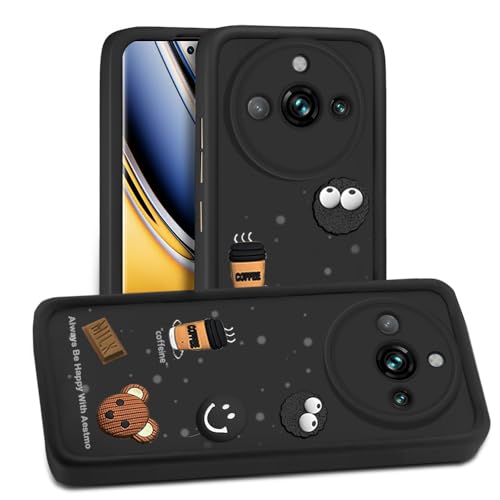 Image of Back Case Cover for Realme 11 Pro /Pro Plus /Narzo 60 Pro Cover | Cute Fun Cartoon 3D Ball | Coffee Silicone Case | Full Body Protection | Camera Protection Back Cover (Black)