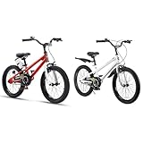 Royalbaby Kids Bikes Freestyle BMX 18 Inch Red and 20 Inch Wheel Bicycle Teens BMX White