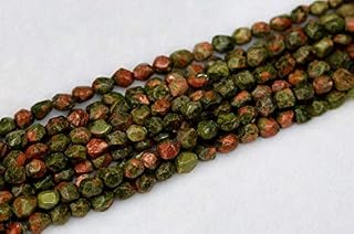 1 Strands Natural Green Pinky Flower Unakite Jasper Nugget Hand Cut Faceted Free Form Loose Beads Size: 8x10mm 15 Inch Long 02713 Code-HIGH-30294
