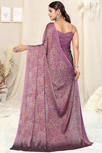 Image of MIRCHI FASHION Women's Ready to Wear 1 Minute Drape Chiffon Printed Saree with Blouse Piece