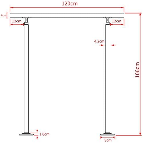 OUNUO Stair Railing, Stainless Steel Handrail, 120 cm, without Cross Braces, Railing Kit Indoor and Outdoor for Stairs, Garden, House Entrance, Parapet, Balcony