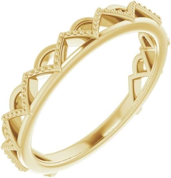 Sonia Jewels Stackable Wedding Anniversary Crown Ring Band (Width = 3.4mm)