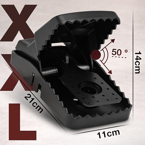 XXL Rattenfalle 21cm – 2er Pack Große Schlagfalle für Ratten, Wiederverwendbar, Heavy Duty, Effektive Falle, Schwarz