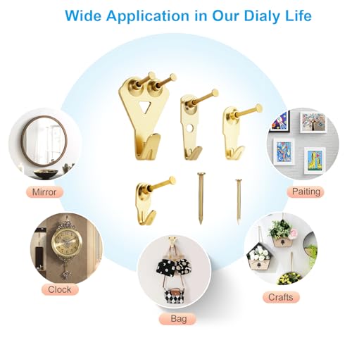 Image of YHYZ Picture Hooks Heavy Duty, Picture Hanging Kit: Hangers (75 lbs) + Nails, Hanging Clock Photo Mirror Painting, for Plasterboard Wood Dry Walls Hardwall