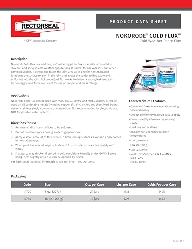 Image of RectorSeal Nokorode 14720 Soldering Paste, Multipurpose, Cold Weather, 8 oz