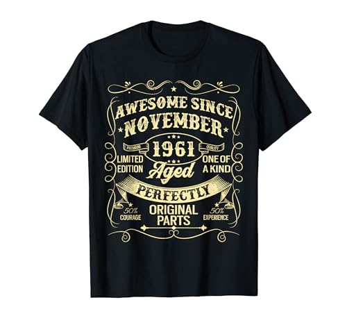 Awesome Since November 1961 Year Of Birth Birthday Vintage Camiseta