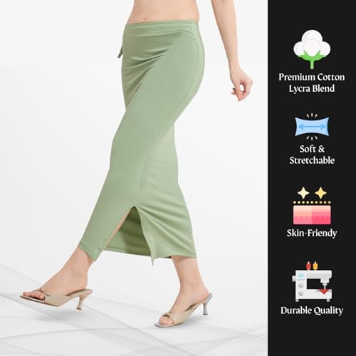 Image of TRASA Womens Saree Shapewear Petticoat, Cotton Lycra Petticoat, Skirts for Women, Shape Wear Dress for Saree