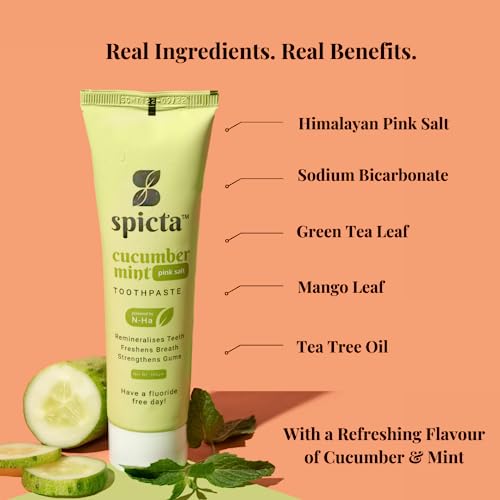 Spicta Toothpaste Cucumber Mint With Himalayan Pink Salt | Powered By Teeth Remineralisation Formula N Ha | Fluoride Free Sls & Paraben Free | Freshens Breath & Strengthens Gums (3.52 Ounce) #TOP1