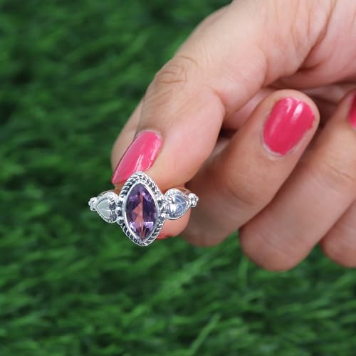 Bague améthyste vintage en argent sterling 925 pour femme - 7