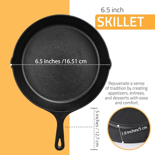 KICHLY Pre-Seasoned Cast Iron Skillet 8 Inch, Frying Pan, Safe Grill Cookware for Indoor & Outdoor Use, Chef’s Pan, Cast Iron Pan by KICHLY - Image 2