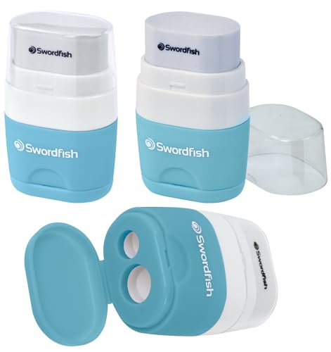 Swordfish ‘Twin Combo’ Pastel Double-Hole Pencil Sharpener and Eraser[Pack of 1] Assorted Colours [40381] - Image 6